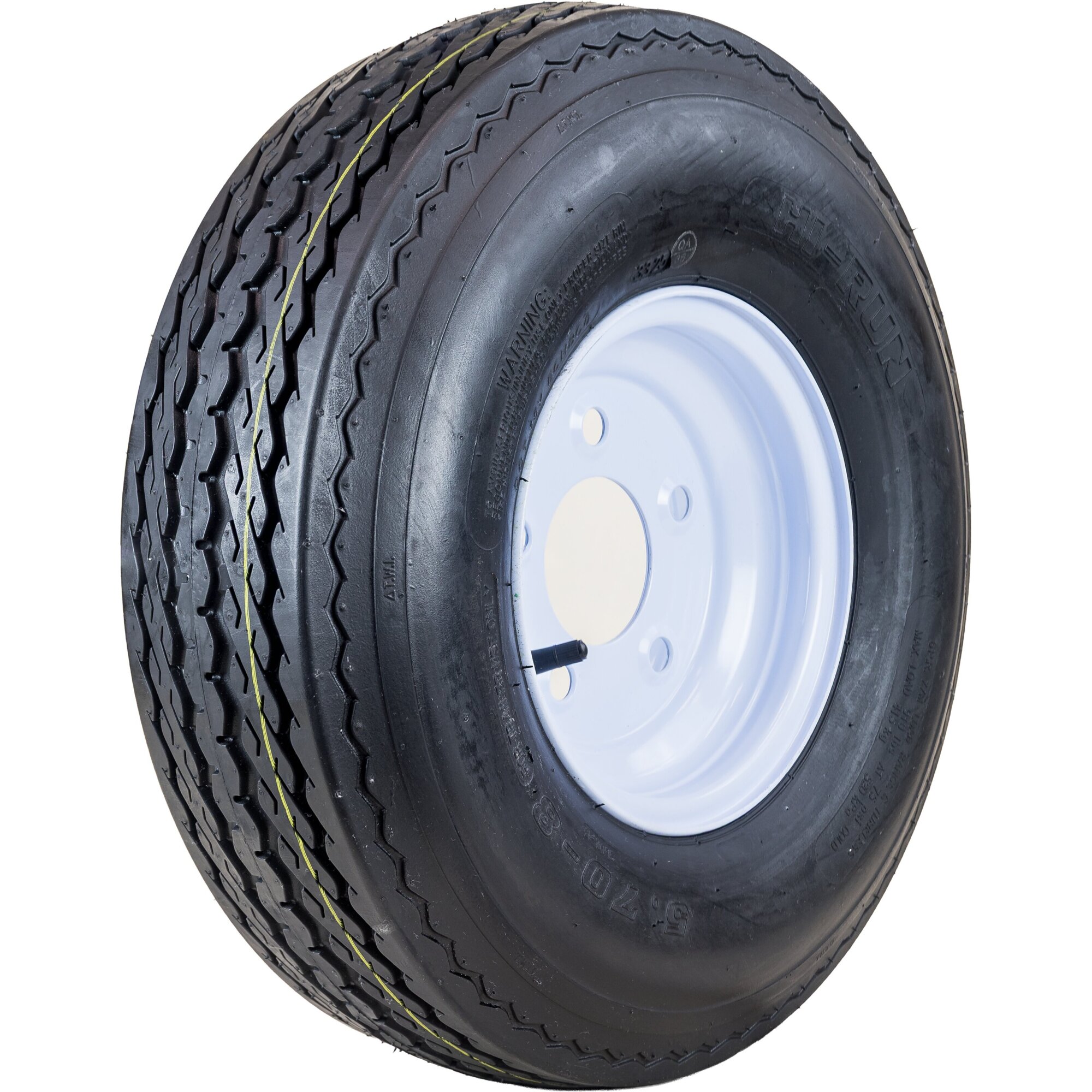 HI-RUN, Highway Trailer Tire Assembly, Bias-Ply, Tire Size 5.70-8 Load Range Rating C, Bolt Holes (qty.) 5 Model# ASB1024